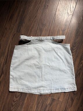 Urban Outfitters Light Wash Denim Mini Skirt with Matching Belt